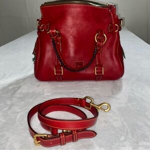 Dooney & Bourke Red Florentine Leather Satchel 
Gold Tone Brass Hardware